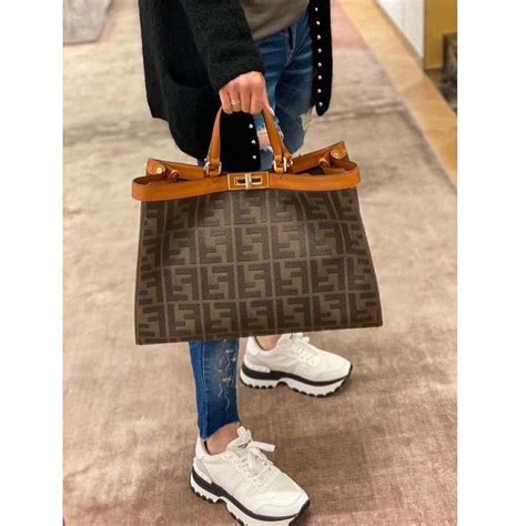 fendi bag green brown|Fendi tote bag brown.